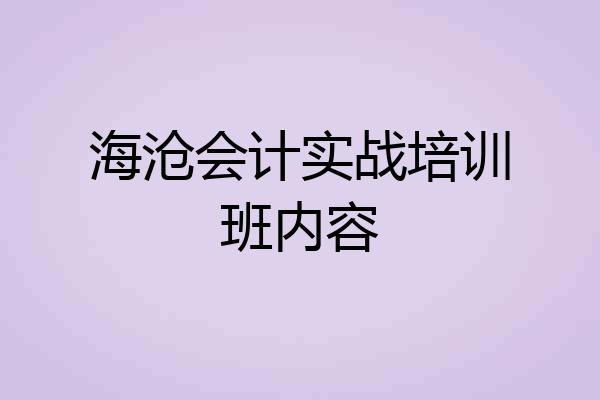 海沧会计实战培训班内容