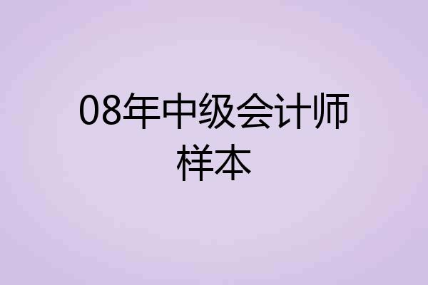 08年中级会计师样本