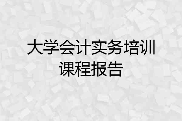 大学会计实务培训课程报告