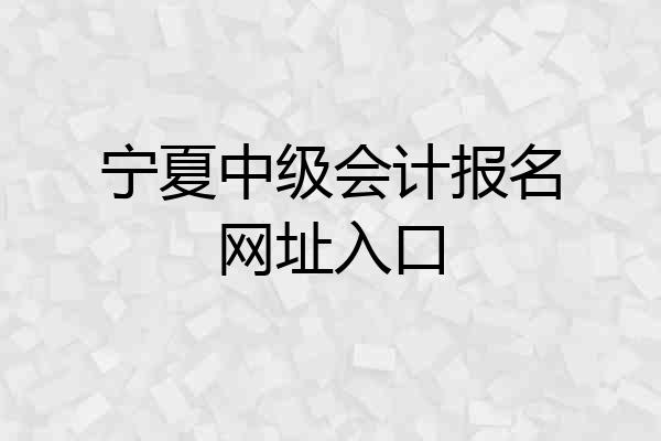 宁夏中级会计报名网址入口