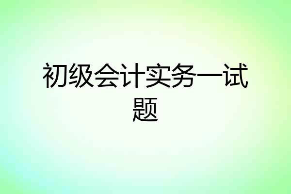 初级会计实务一试题