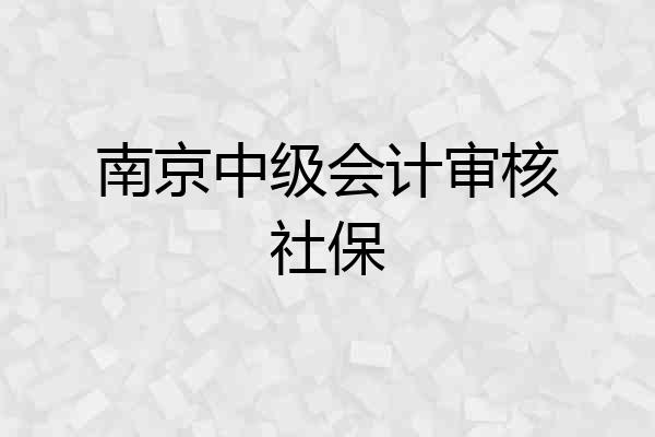 南京中级会计审核社保