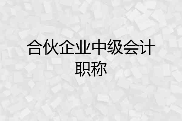 合伙企业中级会计职称