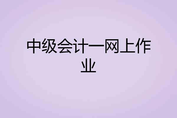 中级会计一网上作业