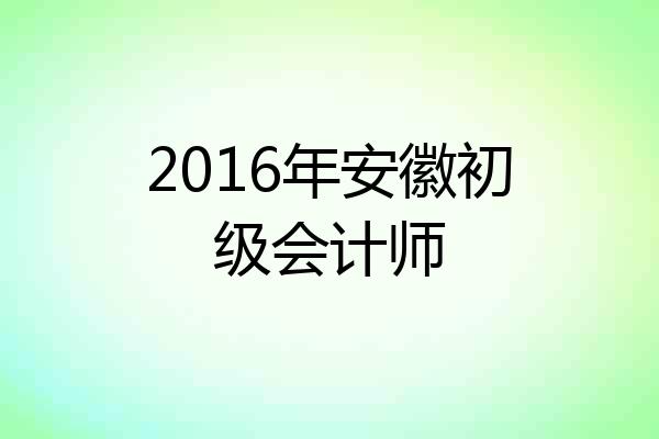 2016年安徽初级会计师