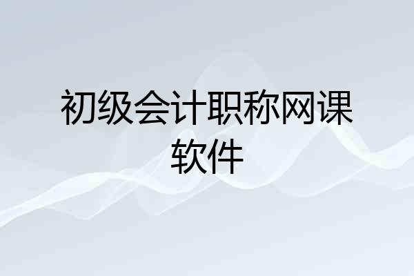 初级会计职称网课软件