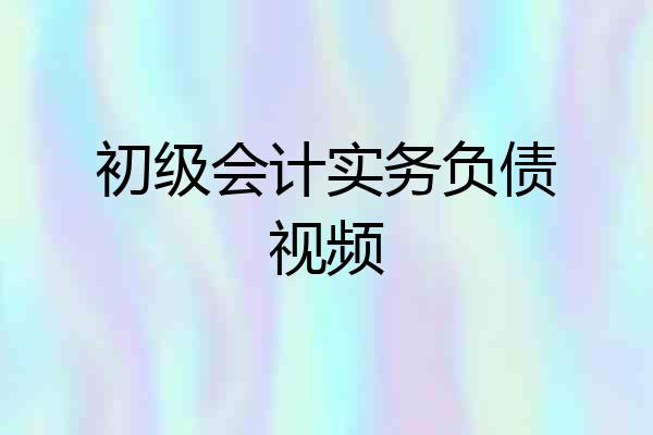 初级会计实务负债视频