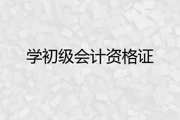 学初级会计资格证