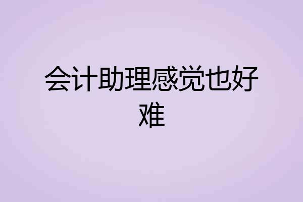 会计助理感觉也好难