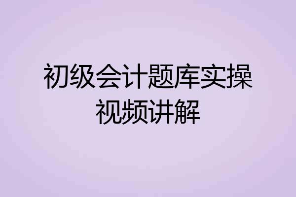 初级会计题库实操视频讲解
