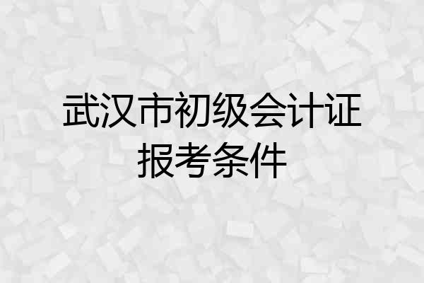 武汉市初级会计证报考条件