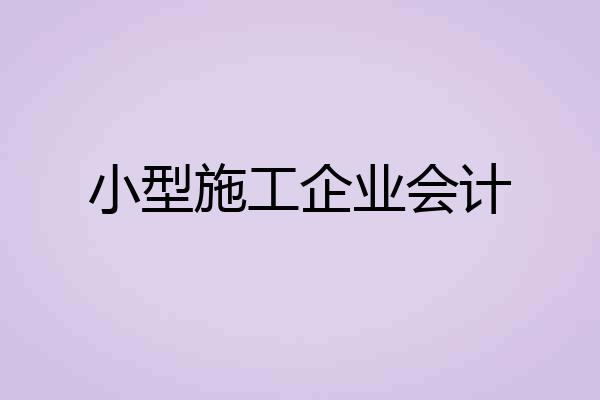 小型施工企业会计