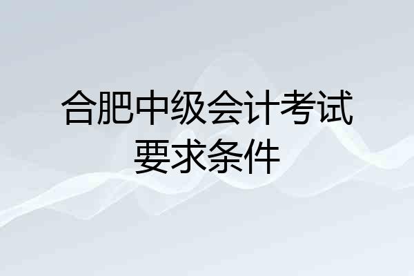 合肥中级会计考试要求条件