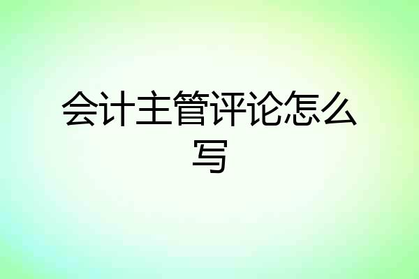 会计主管评论怎么写