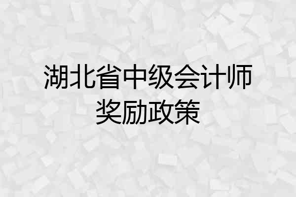湖北省中级会计师奖励政策