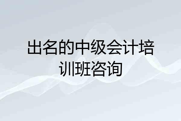 出名的中级会计培训班咨询