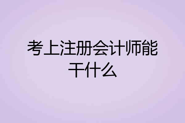 考上注册会计师能干什么