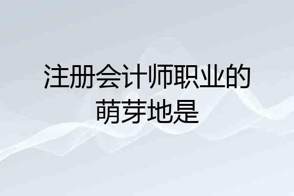 注册会计师职业的萌芽地是