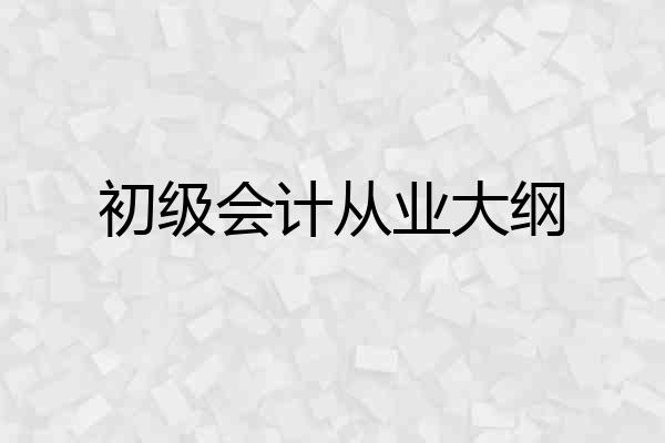 初级会计从业大纲
