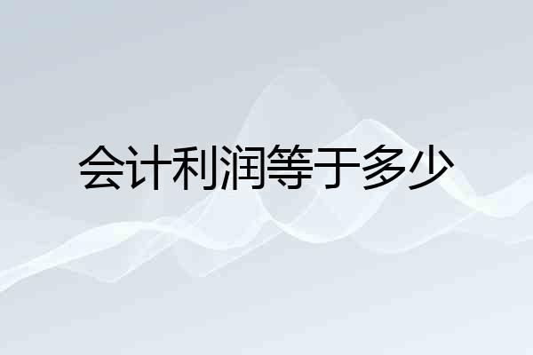 会计利润等于多少