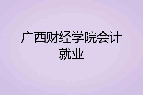 广西财经学院会计就业