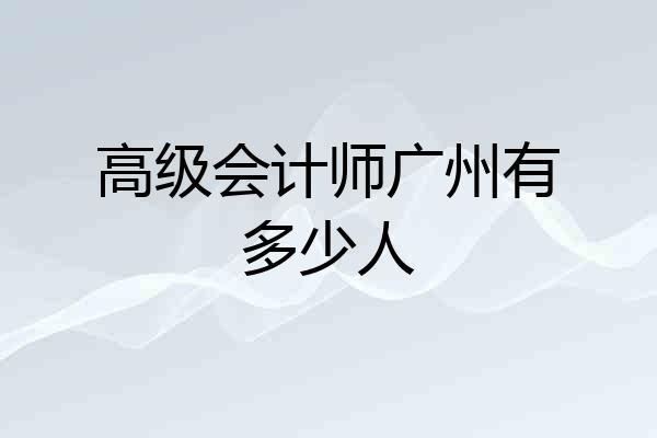 高级会计师广州有多少人
