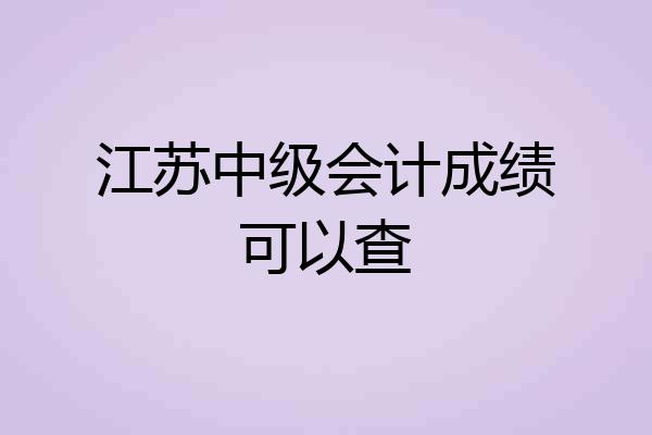 江苏中级会计成绩可以查