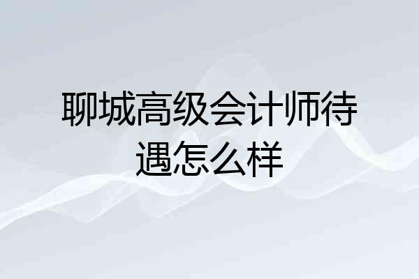 聊城高级会计师待遇怎么样
