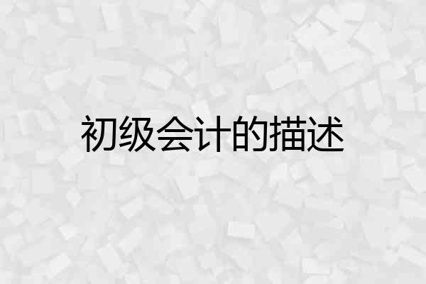 初级会计的描述