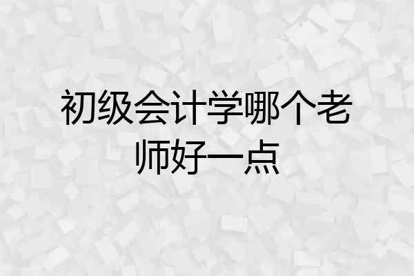 初级会计学哪个老师好一点