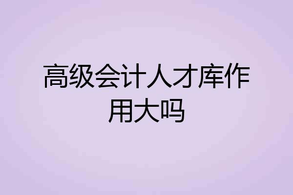 高级会计人才库作用大吗