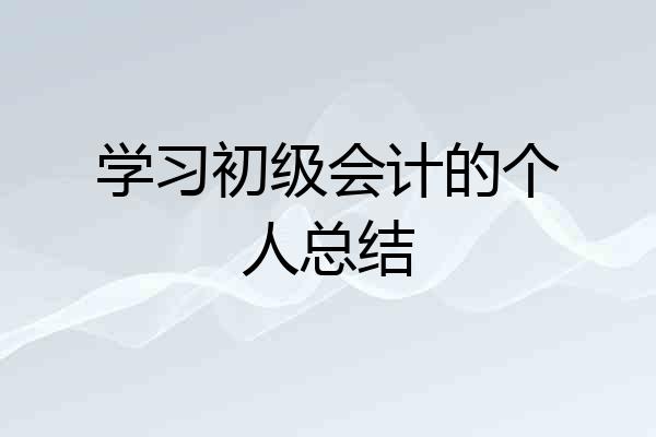 学习初级会计的个人总结