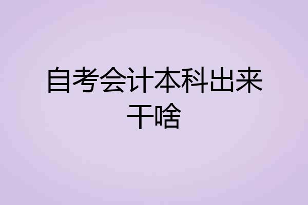 自考会计本科出来干啥