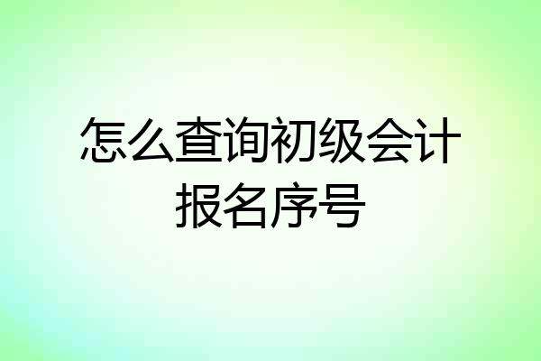 怎么查询初级会计报名序号