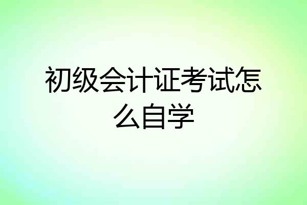 初级会计证考试怎么自学