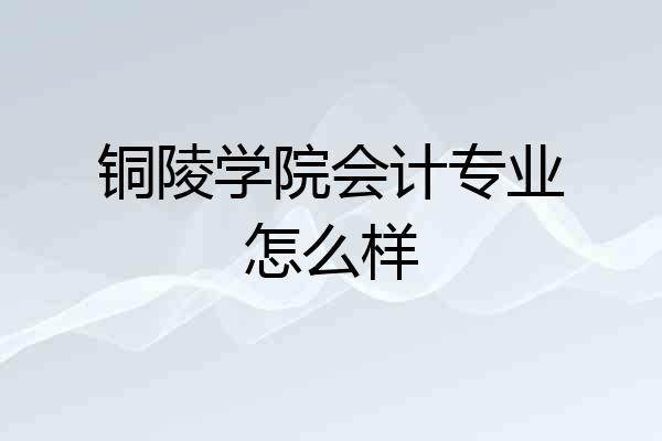 铜陵学院会计专业怎么样