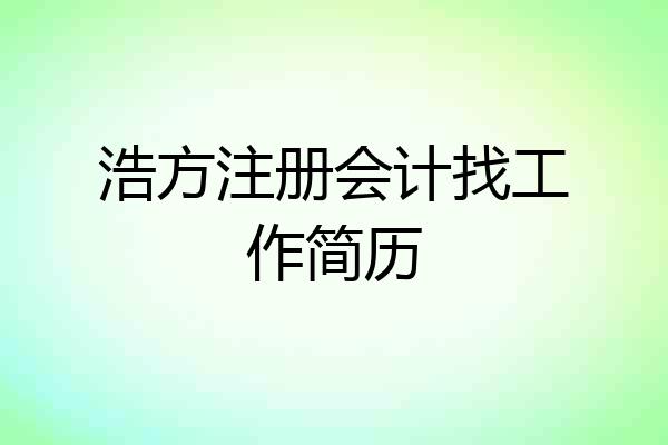 浩方注册会计找工作简历