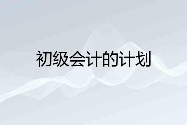 初级会计的计划