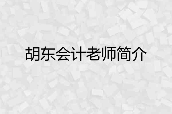胡东会计老师简介
