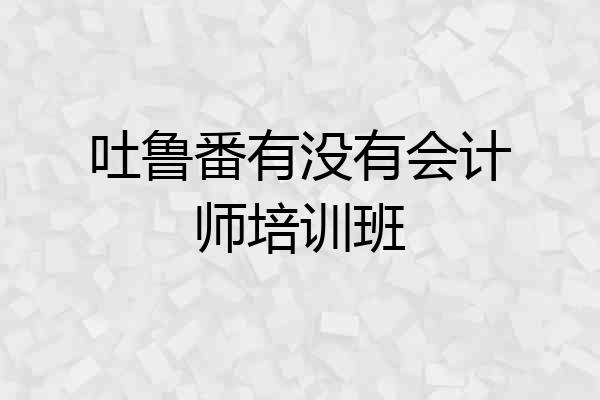 吐鲁番有没有会计师培训班
