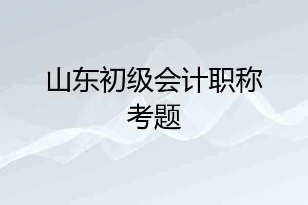山东初级会计职称考题