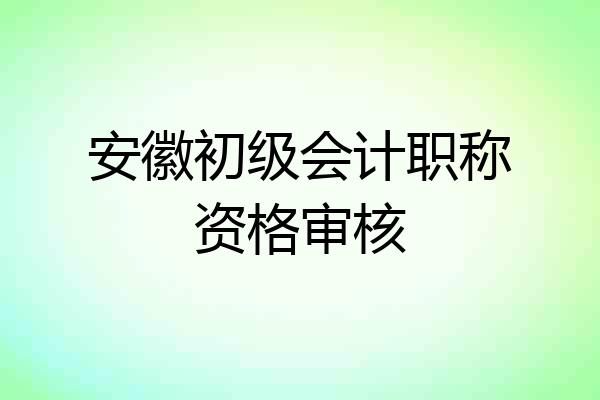 安徽初级会计职称资格审核