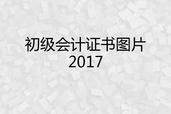 初级会计证书图片2017