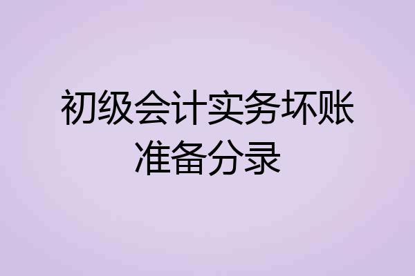 初级会计实务坏账准备分录
