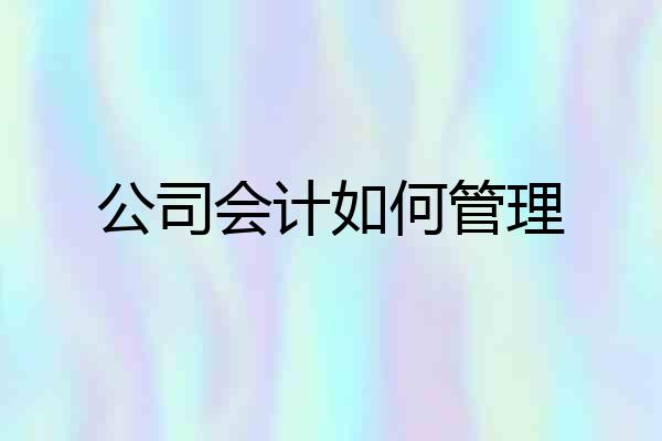 公司会计如何管理