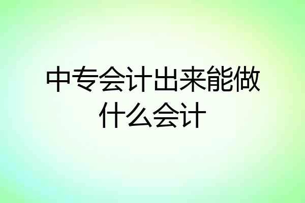 中专会计出来能做什么会计