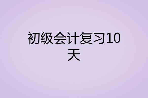 初级会计复习10天
