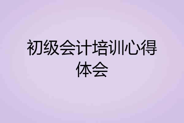 初级会计培训心得体会