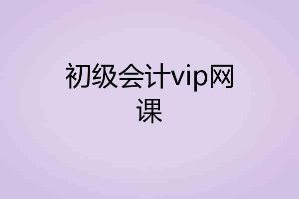 初级会计vip网课