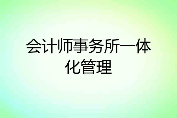 会计师事务所一体化管理
